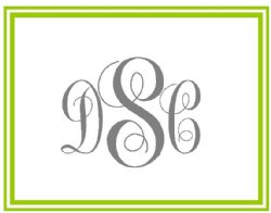 Monogram with border Foldover Notecard