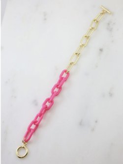 Pink and Gold Link Bracelet