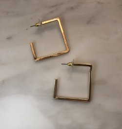 Matte Gold Thin Square Earring