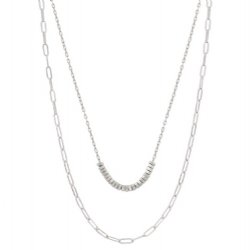 Matte Two Layered Nugget & Chain Necklace