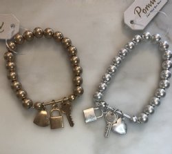 Beaded Bracelet with Lock and Key
