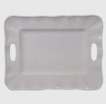 Perlette Cream Melamine Rectangular Tray w/ Handles