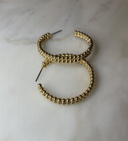 Gold Beaded Hoop Earrings