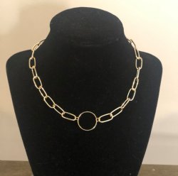 Circle Necklace with Link Chain 