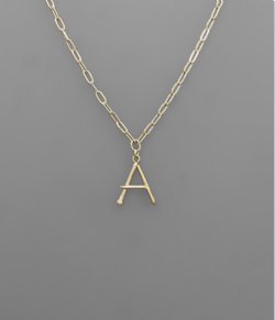Initial necklace on paperclip chain