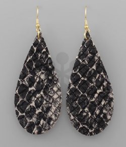 Black and grey snake print earrings