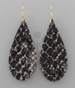 Black and grey snake print earrings
