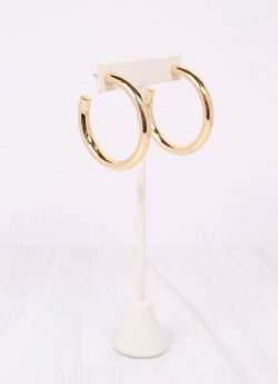 Shiny Gold Tube Hoop Earring
