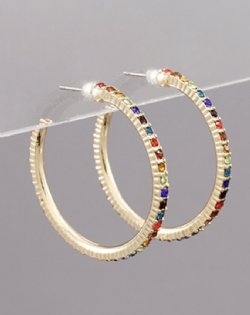 Big rainbow studded hoops