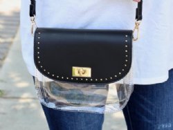 Clear and black studded bag