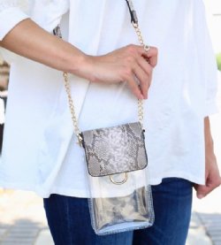 clear phone bag with snake print