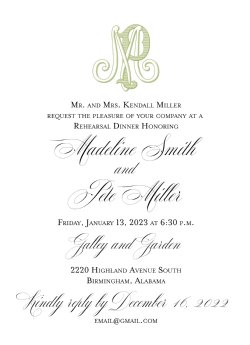 Duogram Rehearsal Dinner Invitation