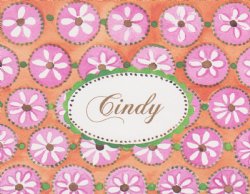 orange print foldover notecard