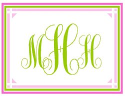 pink/green border notecard