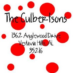 Red Dots Square Label
