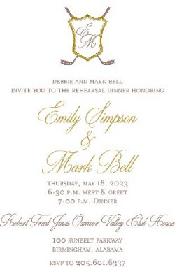 Golf Club Rehearsal Dinner Invitation