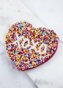 XOXO Beaded Heart Coin Purse